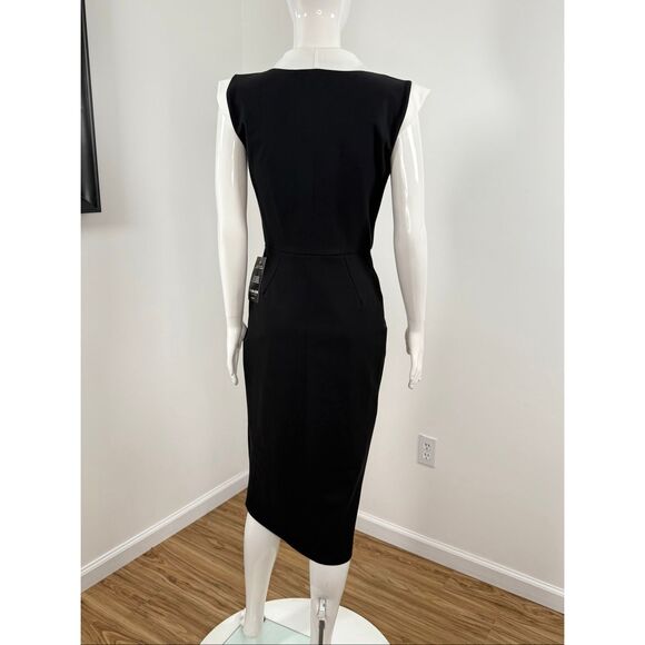 Chiara Boni La Petite Robe Womens Sorai Plunge Neck Cocktail Dress Black 8 - Picture 9 of 12